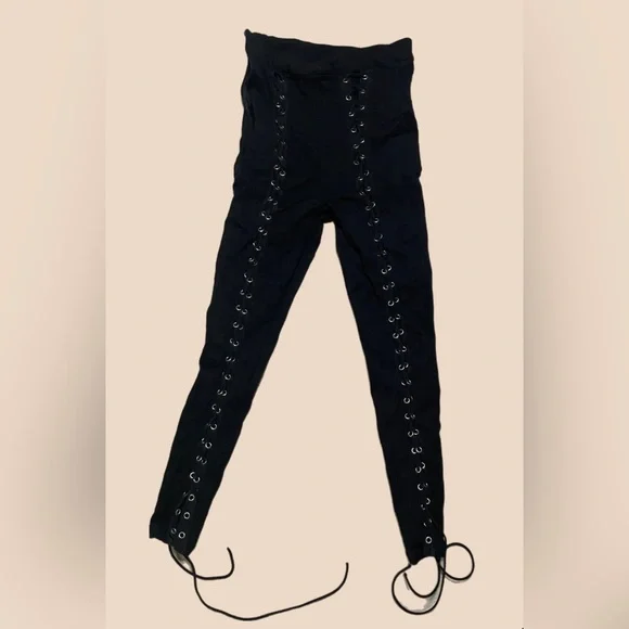 SHEIN SXY High Waist Grommet Lace Up Pants - Picture 2 of 3